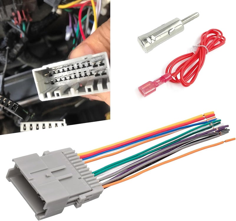 Downhill Car Audio Wiring Harness, Radio Wiring Harness Adapter Kit, Audio Modified Pigtail Connector Plug, Compatible with Chevrolet Chrysler Hummer Buick Suzuki (Gray) - Image 1